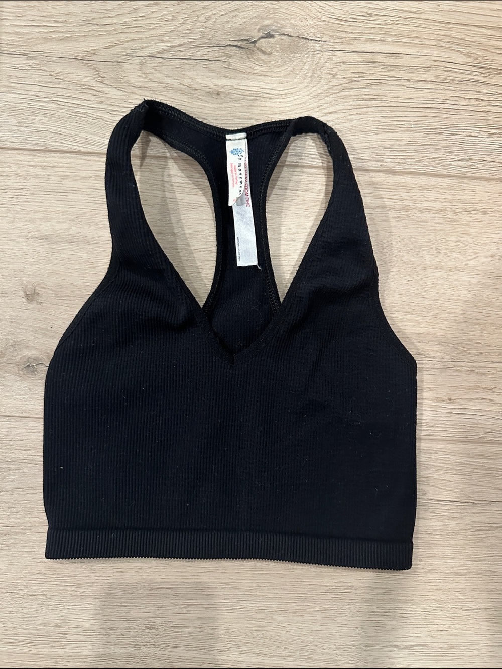 FP Movement by Free People Black Ribbed Racerback Sports Bralette